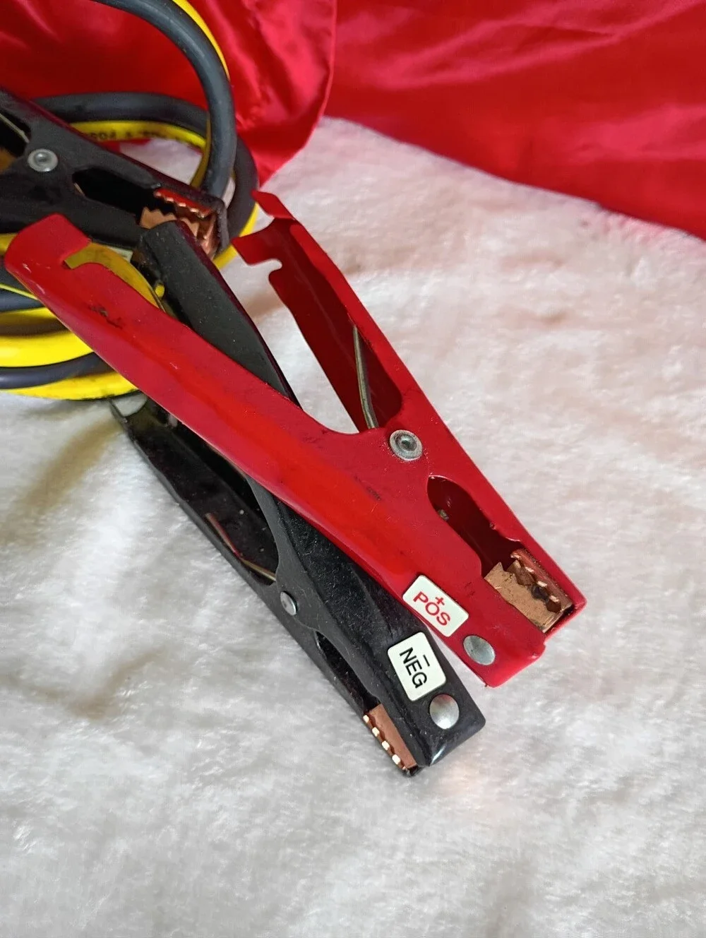 Universal Red and Black Jump Start Battery Cables with Yellow Insulated Leads